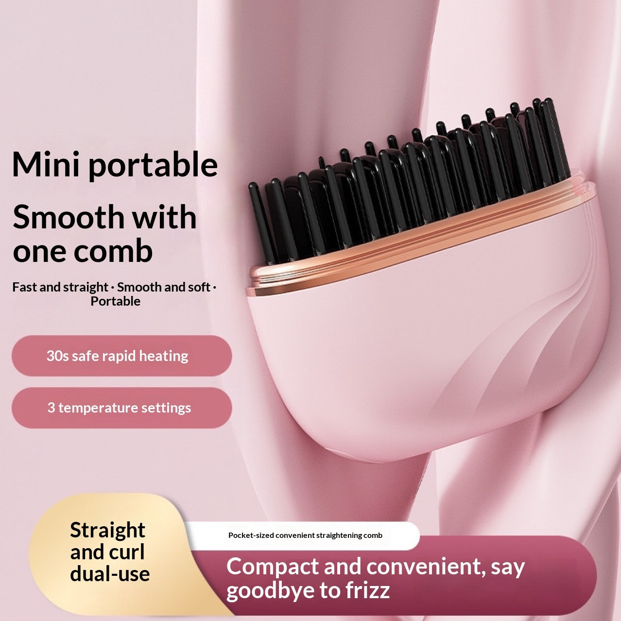 New Mini Charging Hair Straightener Comb